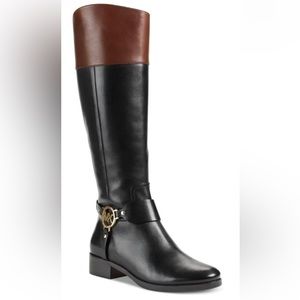 Black and Brown Leather Michael Kors Riding Boots
